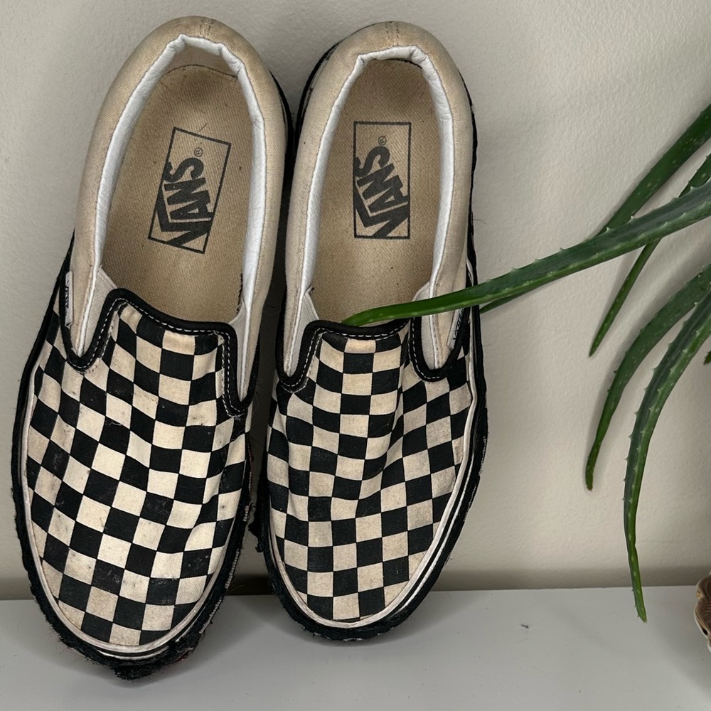 Custom Vans Checkerboard Slip-Ons w/ Off-White Style Platform Belt Wrap M6.5 W8 - Picture 3 of 13
